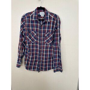Lucky Brand Mens‎ Blue Shirt Medium Dungarees plaid long sleeve collared cotton